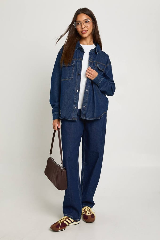 boohoo Dames Oversized Spijkerhemd | Indigo | Maat: 6