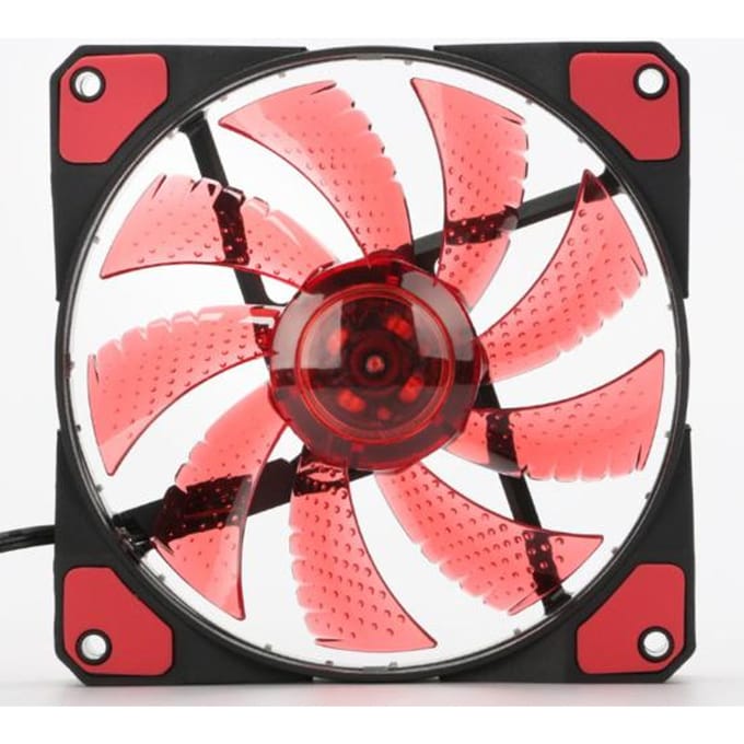 Ultrastille, trillingsdempende ronde computerkoelventilator met 15 lampen rood