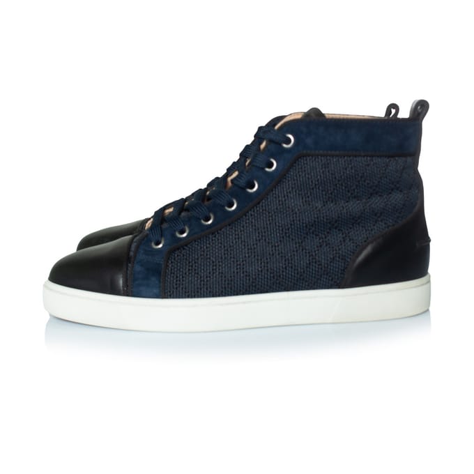 Christian Louboutin blauwe geweven hoge sneakers