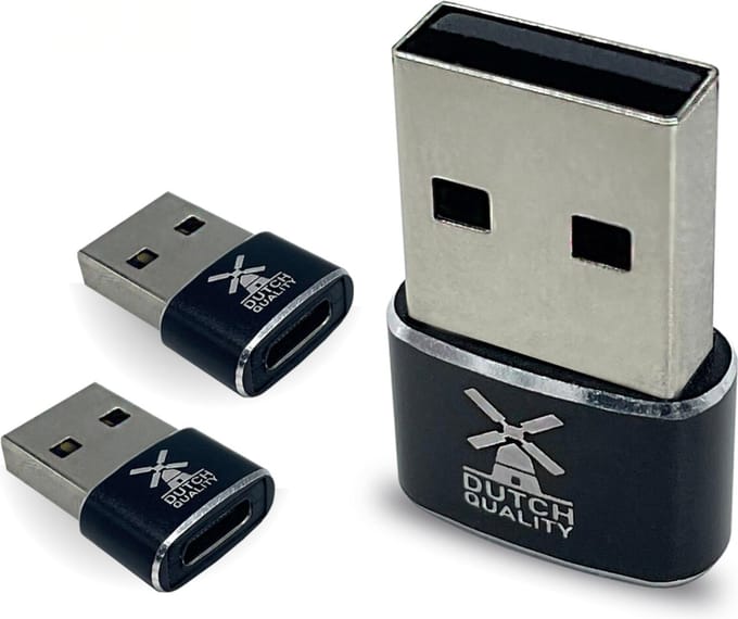 Dutch Quality® USB-A naar USB-C Adapter (3-pack) - Universele Converter Hub - Set van 3 Stuks