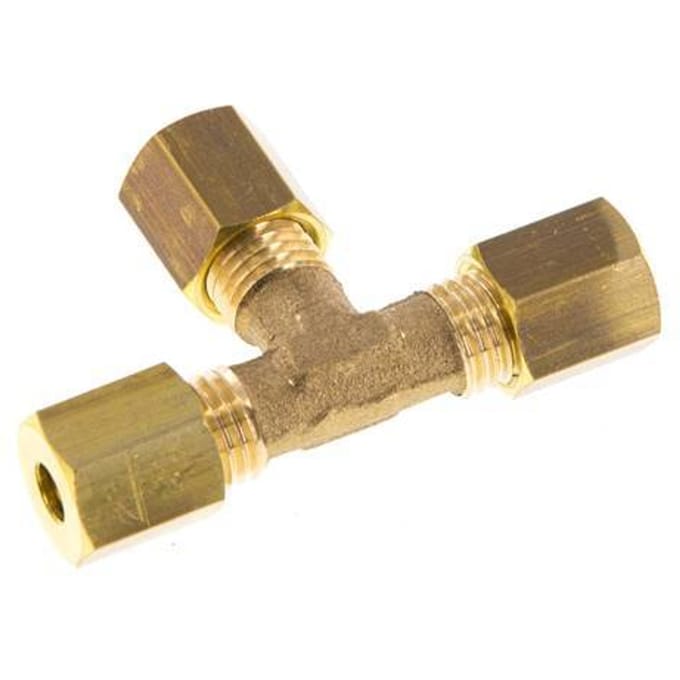 4mm Messing T-stuk Knelfitting 150 Bar DIN EN 1254-2