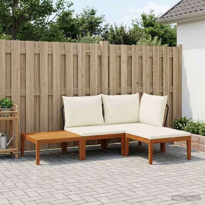 vidaXL - 4 - st - Massief - acaciahout - & - touw - Naturel
