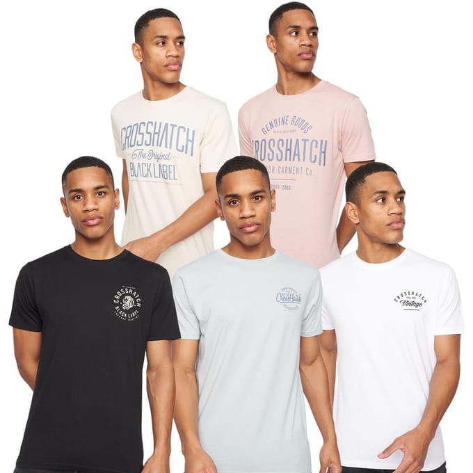 Crosshatch Heren Fremal T-Shirt (Set van 5) (Veelkleurig)