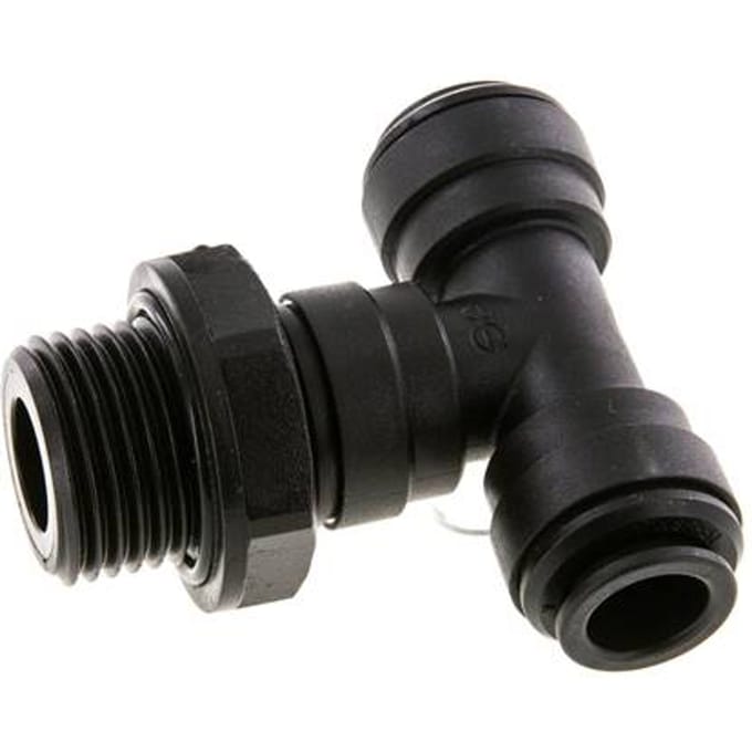 10mm x G1/2'' inline T-stuk POM Insteekfitting Buitendraad FDA Draaibaar NBR