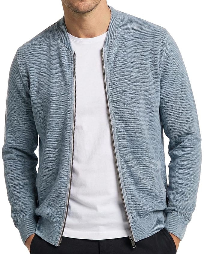 Vest Casa Moda normale fit lichtblauw met rits gebreid