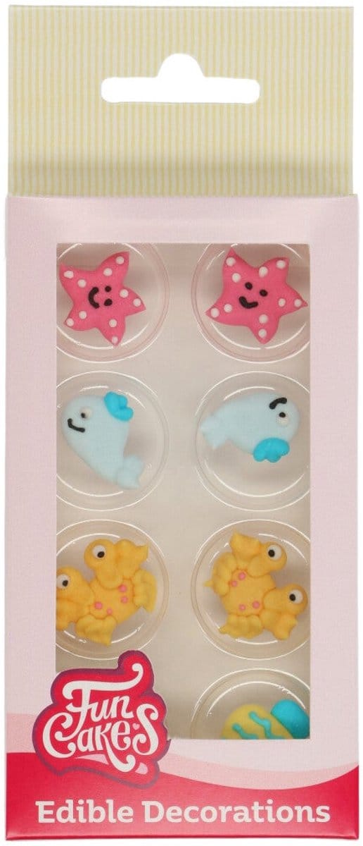 FunCakes Suikerdecoraties - Zeeleven - 8 Stuks - Eetbare Taartdecoratie