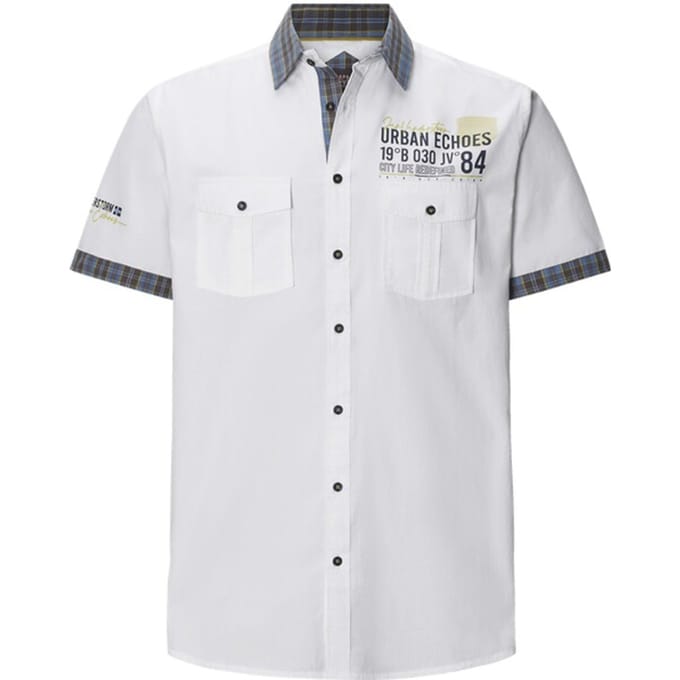 Jan Vanderstorm herren Overhemd Met Korte Mouwen - 51/52 - wit - Plus Size