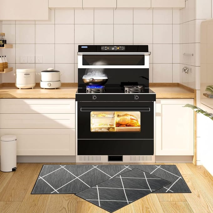 Keukenloper - Keukenmat - Keuken Vloerkleed - Wasbaar - Grijs