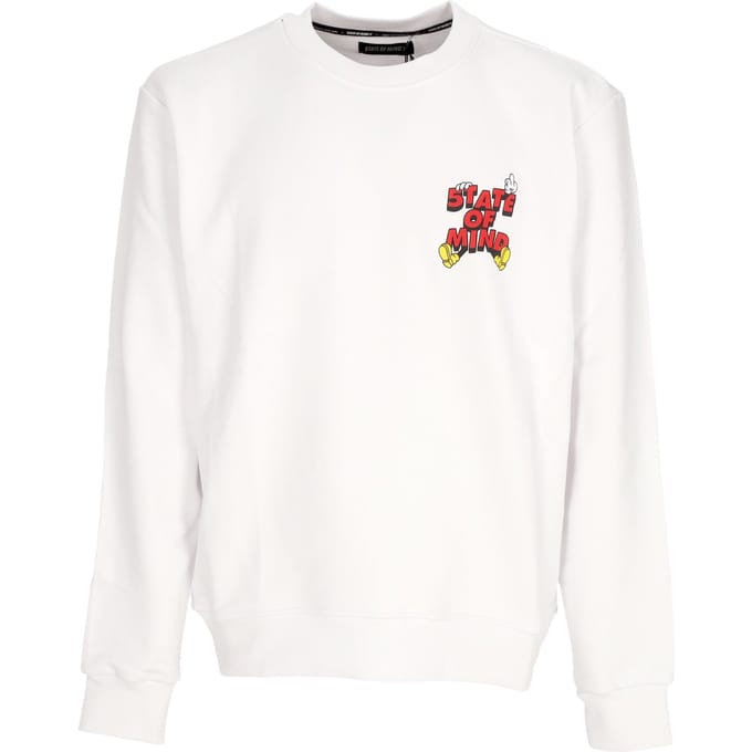 Mickey 5tate lichtgewicht herensweatshirt met ronde hals, wit