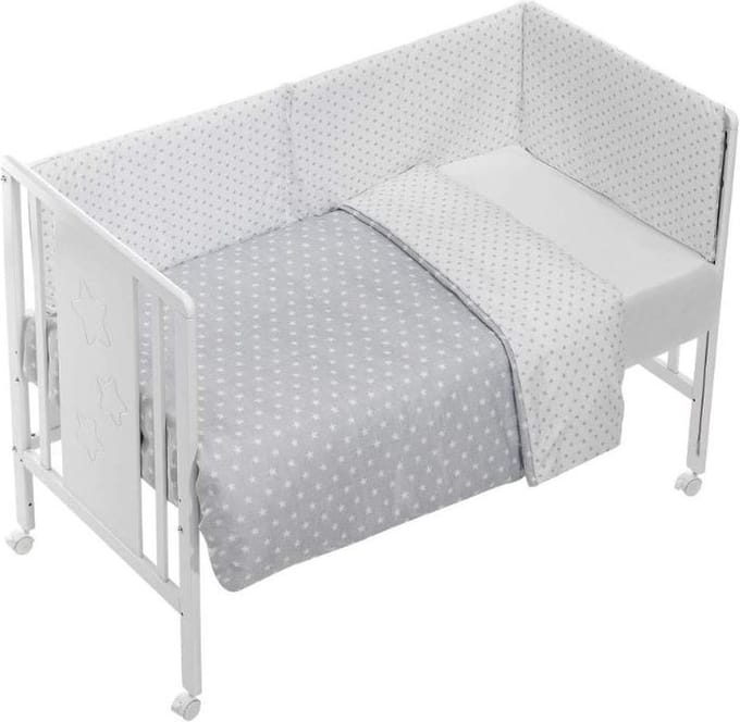 Interbaby Beddengoedset Star 120 X 60 Cm Katoen Grijs 3-delig