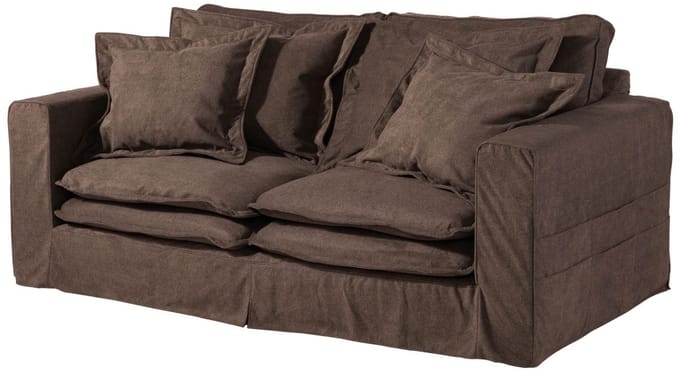 MASSIVMOEBEL24.DE bank met hoezen taupe 92% polyester 196x108x76 cm (BxTxH) SOFAS deels gemonteerd