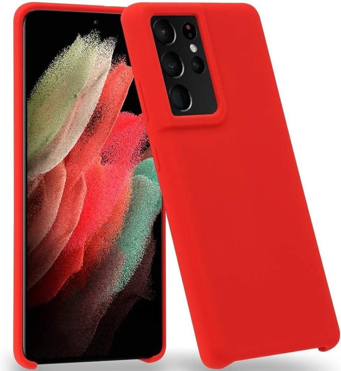 Solid hoesje Geschikt voor: Samsung Galaxy S21 Ultra Soft Touch Liquid Silicone Flexible TPU Rubber - Rood