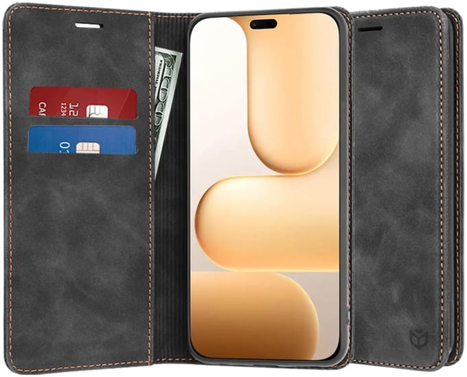 Hoesje geschikt voor HONOR 600 Lite - Techsuit Confy Book Wallet Case - Zwart