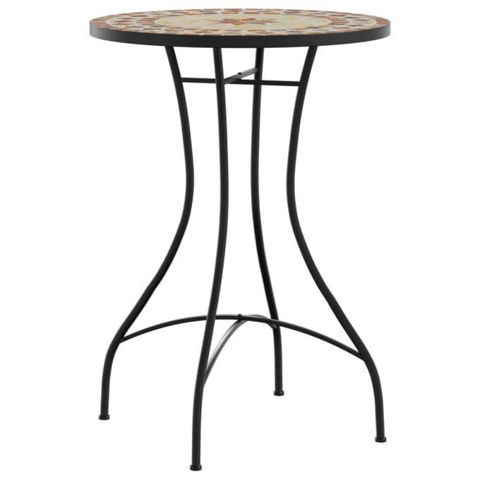 vidaXL - Bistroset - mozaïek - ijzer - en - keramiek - terracottakleurig - en - wit