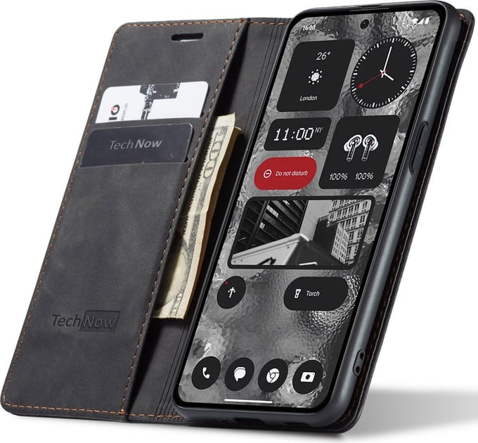 Hoesje geschikt voor Nothing Phone 2 - Book Case Leer Slimline Zwart