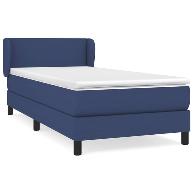 vidaXL - Boxspring - met - matras - stof - blauw - 90x190 - cm