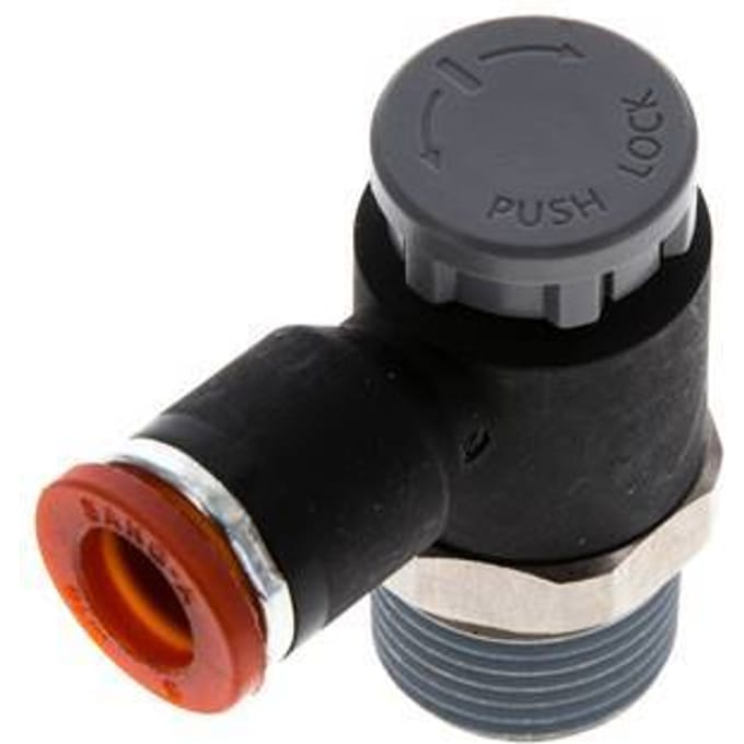 L-stuk Regelventiel 8 mm - R3/8'' Regeling-in Messing/Nylon Borgmoer