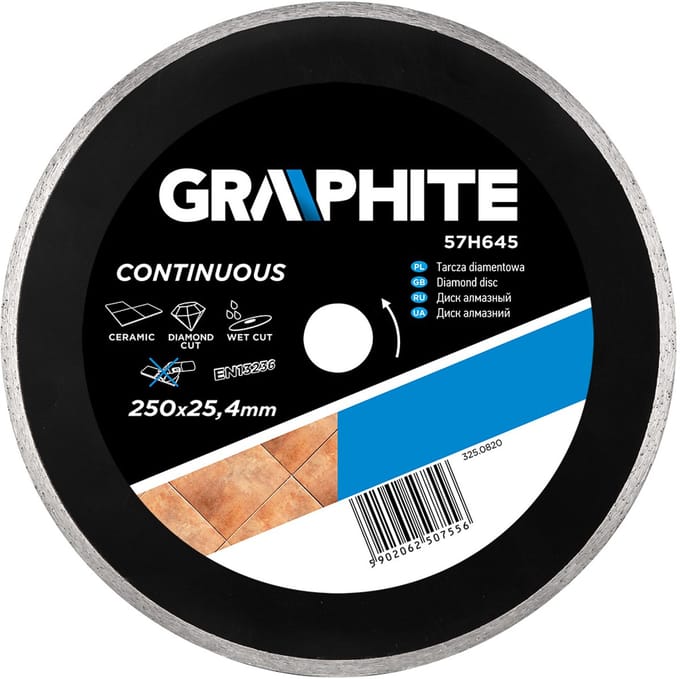 GRAPHITE - Volledige Diamantschijf - 250mm - Voor Keramische Materialen