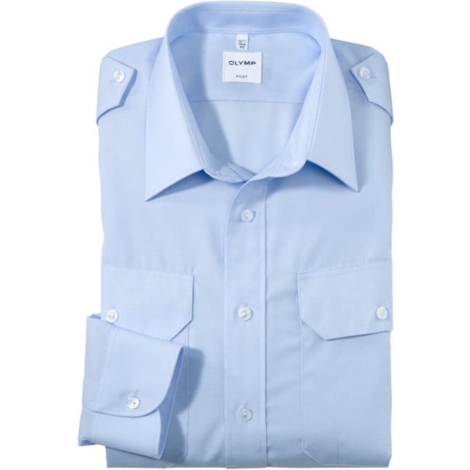OLYMP piloot Overhemd, Comfort Fit, Kent, Bleu