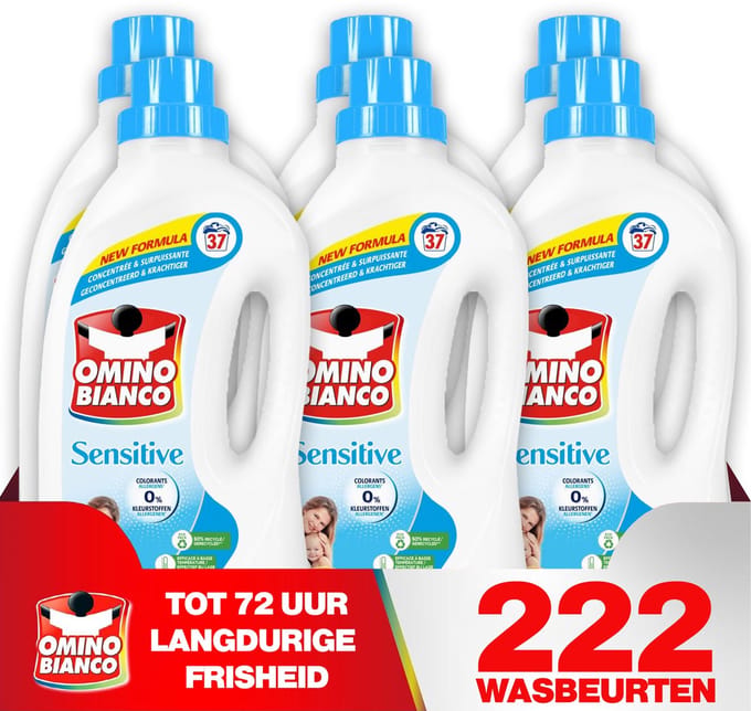 Omino Bianco Sensitive - Vloeibaar wasmiddel - 6 x 1.48 L - Geconcentreerd