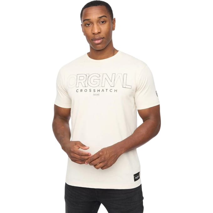 Crosshatch Heren Carrimoore T-Shirt (Off White)