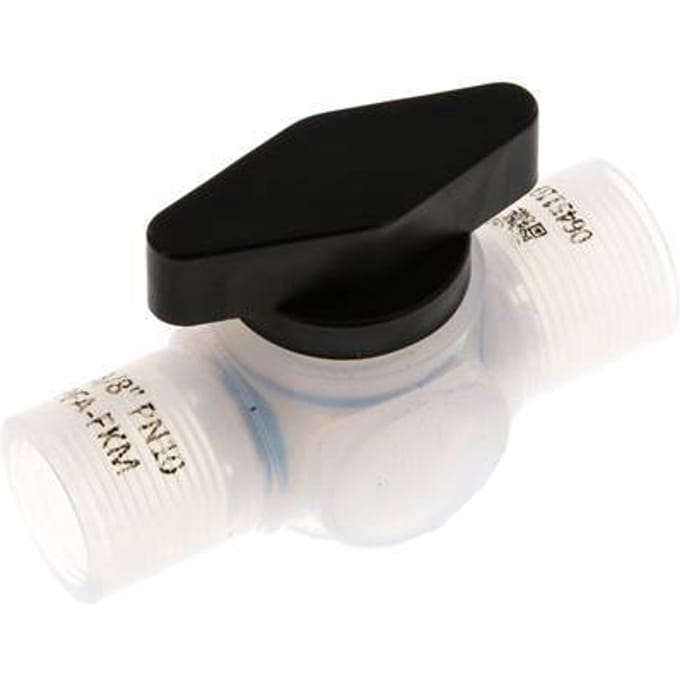 PFA 2-Weg Kogelkraan G 3/8'' FKM Vacuüm