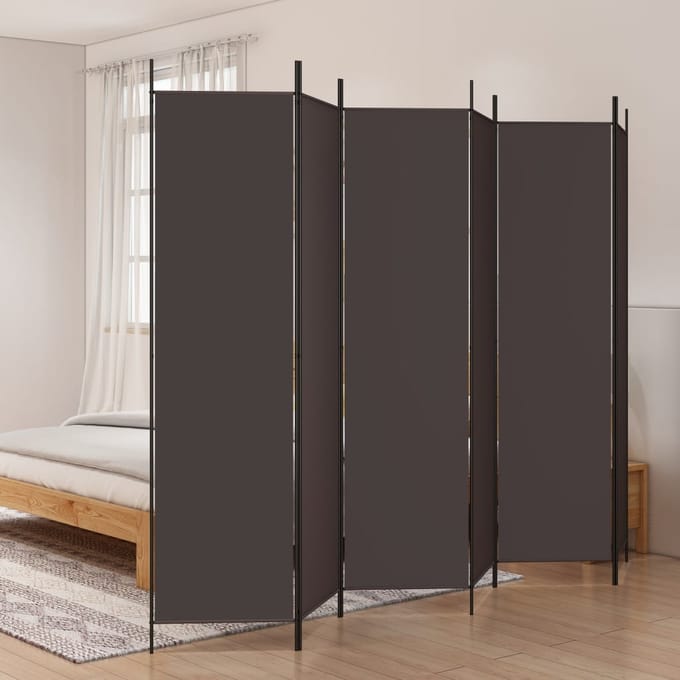 vidaXL - Kamerscherm - met - 6 - panelen - 300x200 - cm - stof - bruin