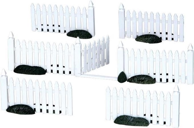Lemax - Plastic Picket Fence -  Set Of 7 - Kersthuisjes & Kerstdorpen