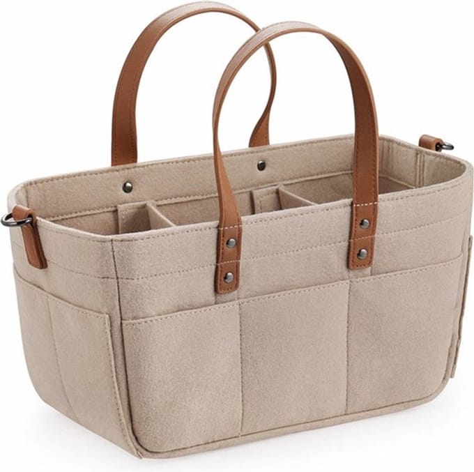 Luiertas - 12 vakken kinderwagen organizer - Beige - Vilt - Opvouwbaar