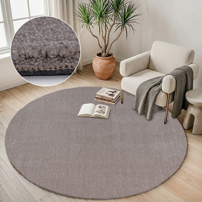 Muratap Comfy premium rond luxe effen vloerkleed wasbaar uni 240 cm rond