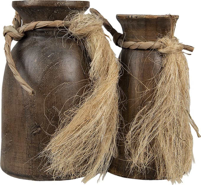 Clayre & Eef Vaas Ø 15 Ø 13 cm Bruin Kunstleer