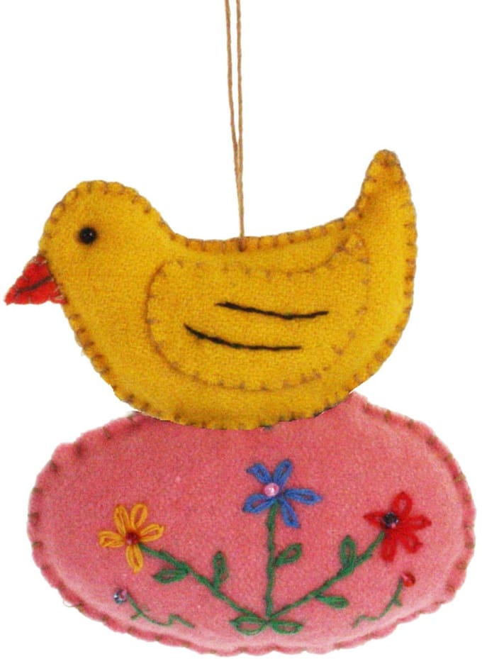 Kuiken op ei roze, vilt 10x2x10cm
