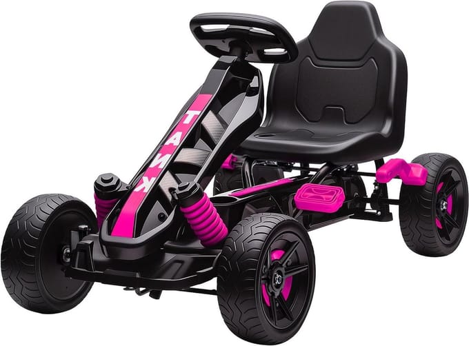 Kinder Skelter - Pedaalauto Buiten - Buiten Spelen - Vrijloop Systeem - 100 cm Lengte - Roze