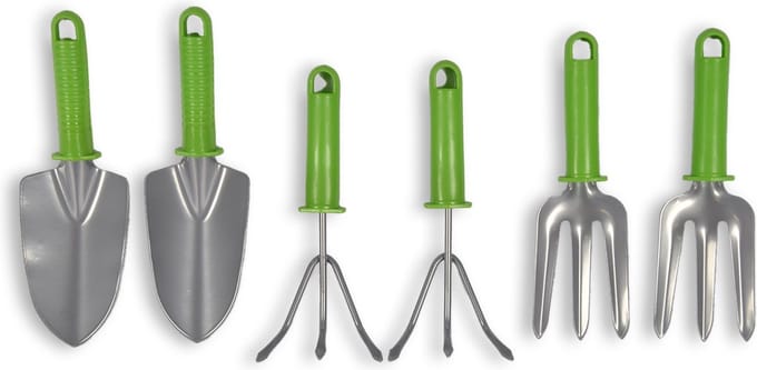 Set van 2 Tuingereedschapset | Elke Set Bevat 1 Hark, 1 Schep En 1 Schoffel |RVS – Roestvrij Staal Tuinspullen