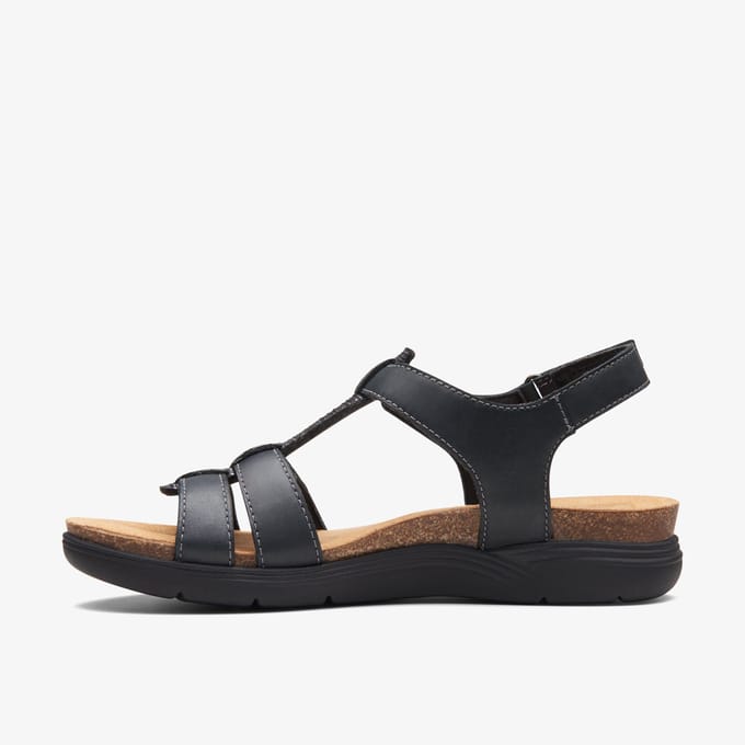 April Cove Zwarte Leren Sandalen