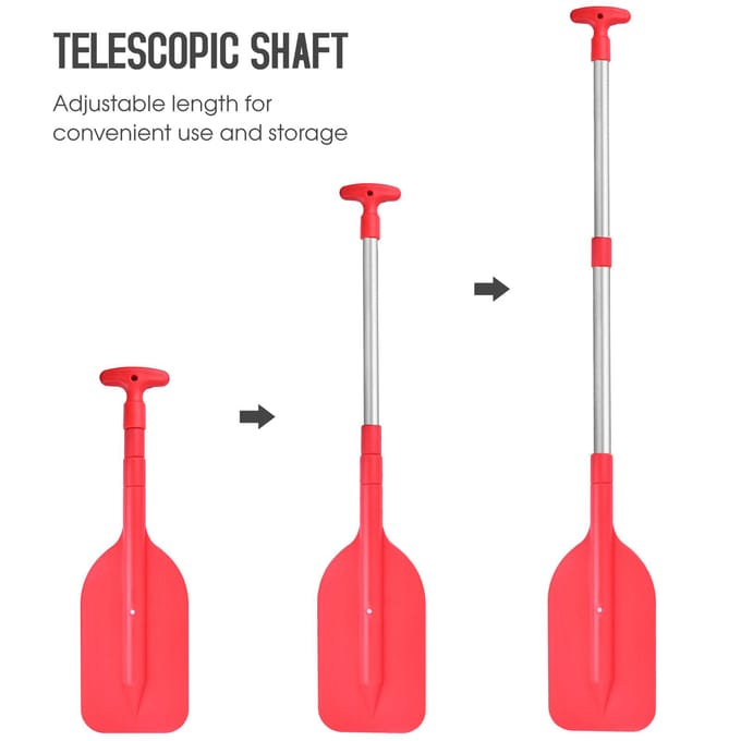 Mini pagaie télescopique, Portable, pliable, réglable, pour bateau rouge