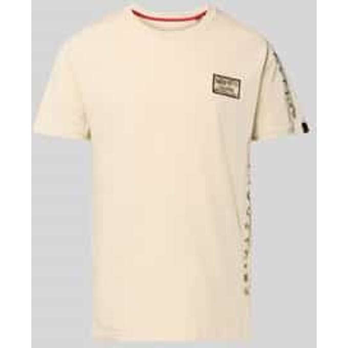 T-shirt met ronde hals, model 'Camo Sleeve'