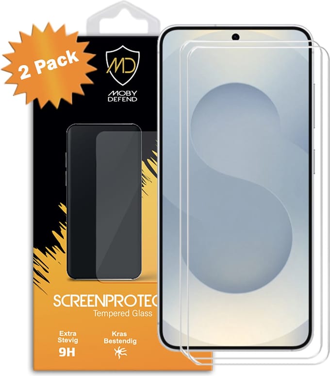 2-Pack MobyDefend Screenprotectors - Geschikt voor Samsung Galaxy S25 - Case-Friendly Screensavers - Gehard Glas