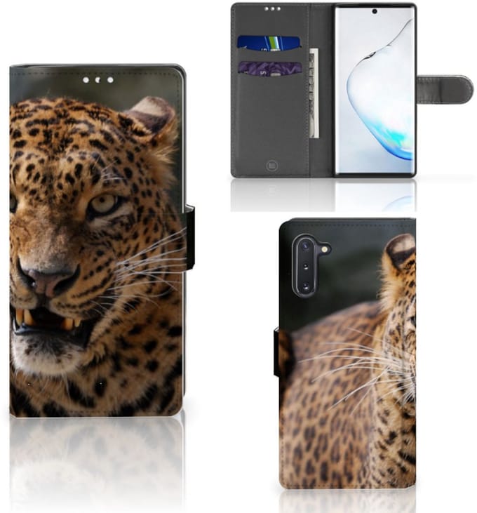 Samsung Galaxy Note 10 Telefoonhoesje met Pasjes Luipaard
