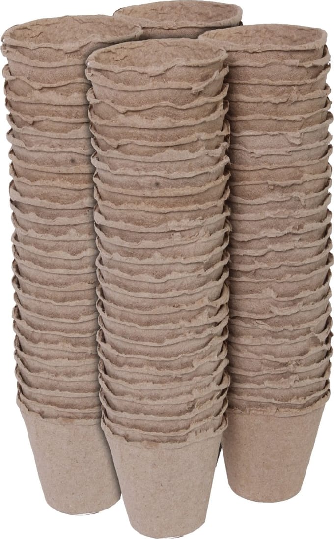 Talen Tools - Turfpotjes/stekpotjes/Moestuinpotjes - Rond 6 cm - Biologisch afbreekbaar- 96 stuks