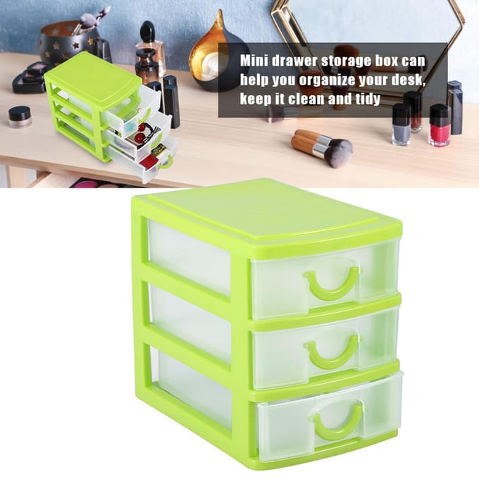 Lade organizer sieraden make-up opbergdoos plastic container koffer (3 lagen groen) beige