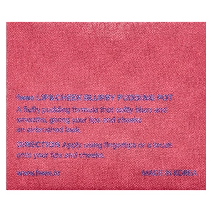 fwee, Lip & Cheek Blurry Pudding Pot, RD05 Greedy, 5g (0.17oz) pink