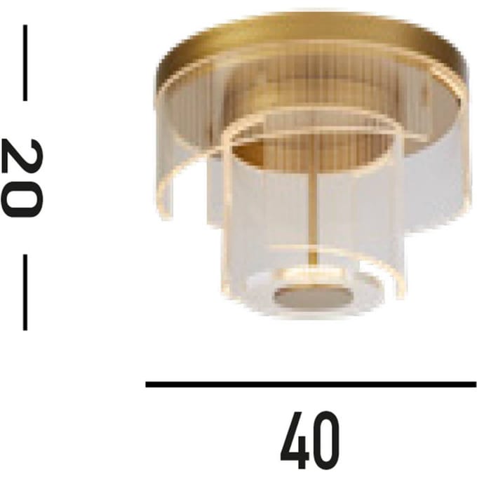 Searchlight Deco LED plafondlamp, goudkleurig, staal, acryl
