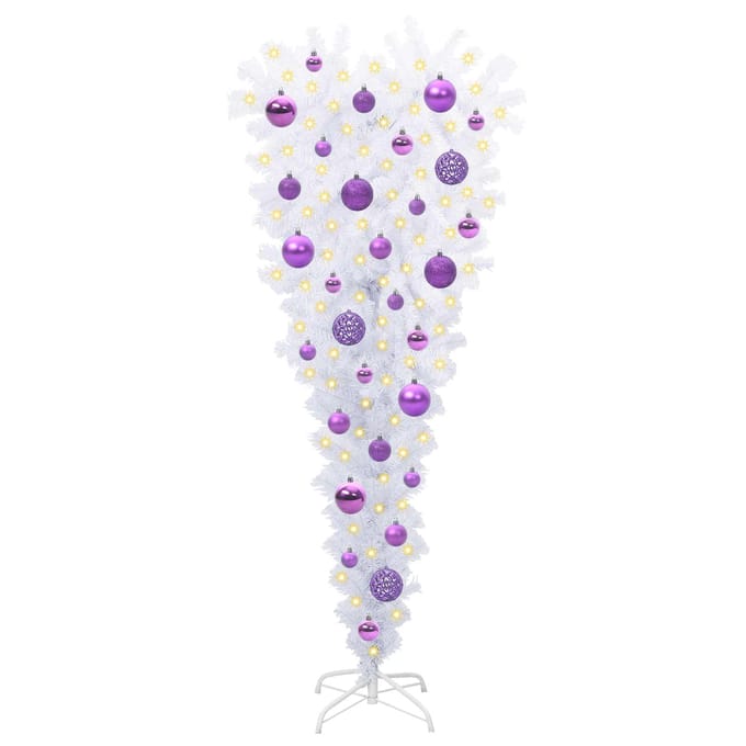 vidaXL - Kunstkerstboom - met - 150 - LED - Wit - 120 - cm - PVC - en - Staal