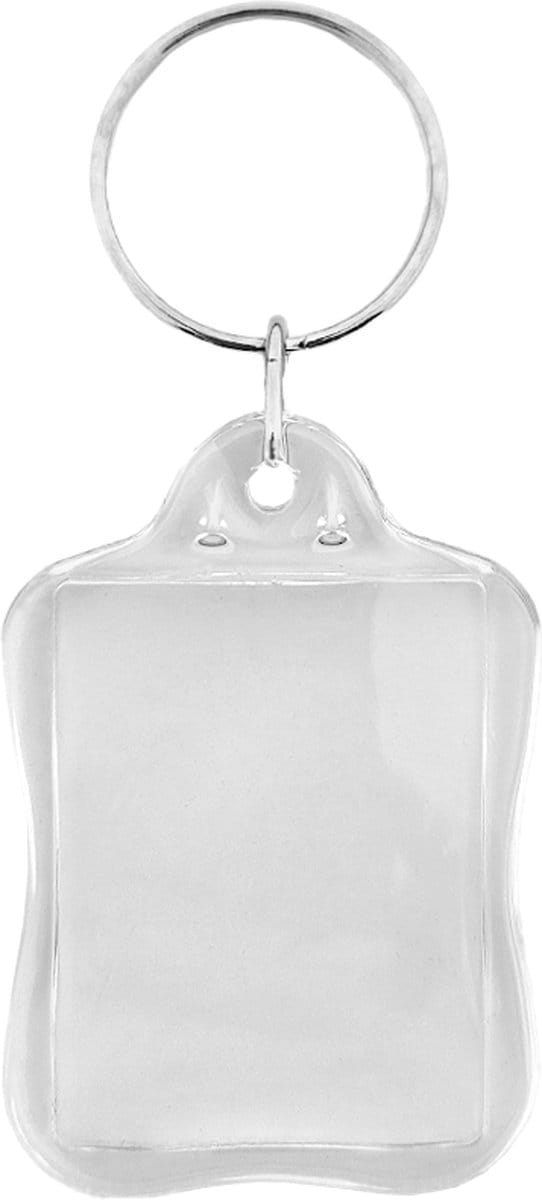 CombiCraft Plexiglas sleutelhanger blanco rechthoek retro 32x43mm - 10 stuks
