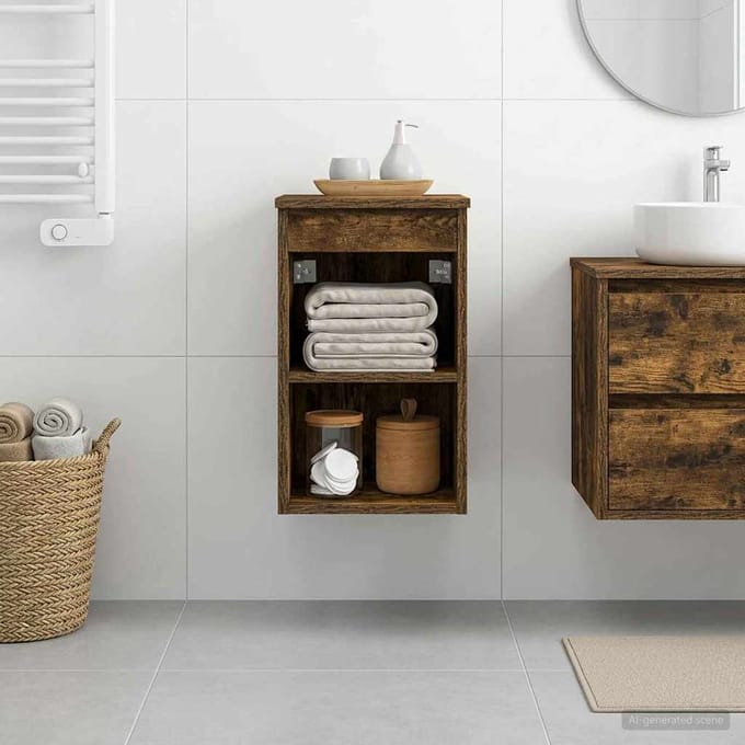 vidaXL - Badkamerkast - Tussenin - Gerookt - eiken - 30 - x - 44,5 - x - 50 - cm