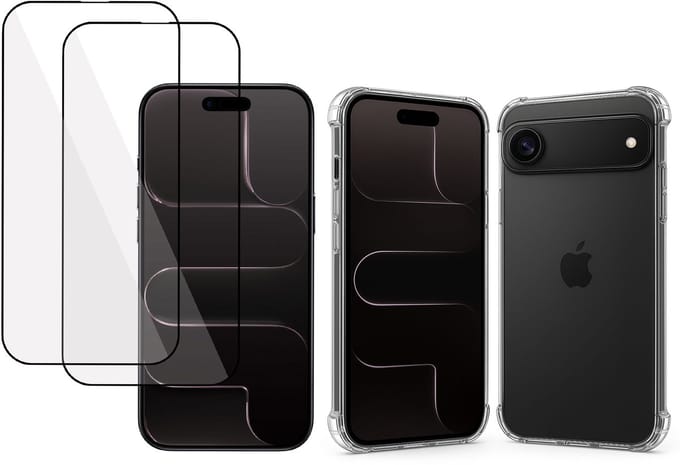 TechNow Hoesje + 2x Screenprotector geschikt voor iPhone 17 Air Hoesje Screenprotector - Full Screen - Extreme Shock Case Transparant