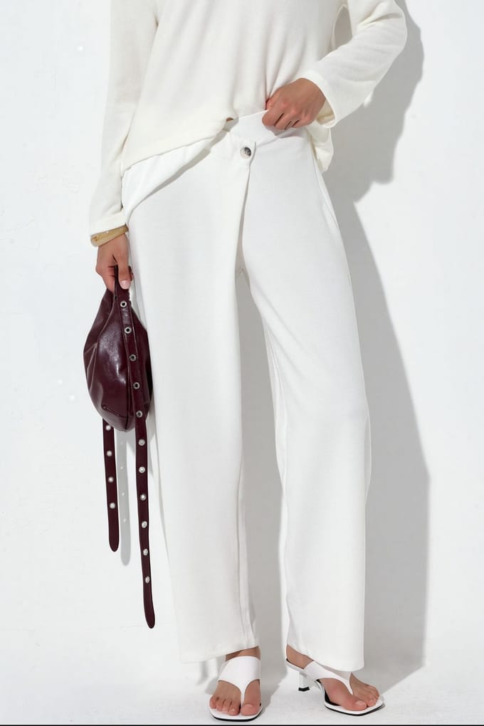 Dames Hoge Taille Wijde Pantalon van Crepe