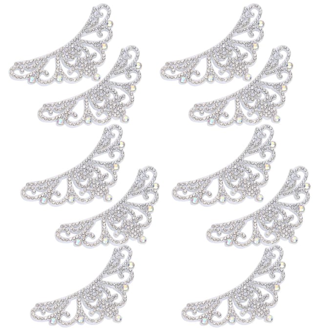 10 STKS Strass Stoffen Appliqué Kroonvormige Patches Kledingaccessoires 10x3.7cm Wit Driehoekig 8.3*4.5cm white