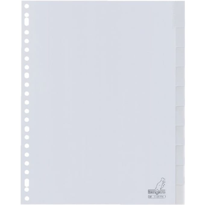 Kangaro tabbladen - A4 - PP 120 micron - grijs - 23-gaats - 10-delig venster